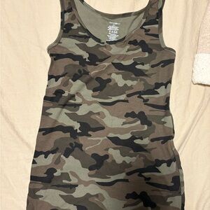 George Olive & Brown Camouflage Tank Dress